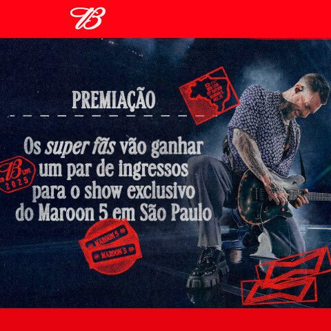 Banner quadrado da Promoção Budweiser Show Exclusivo Maroon 5 no Brasil