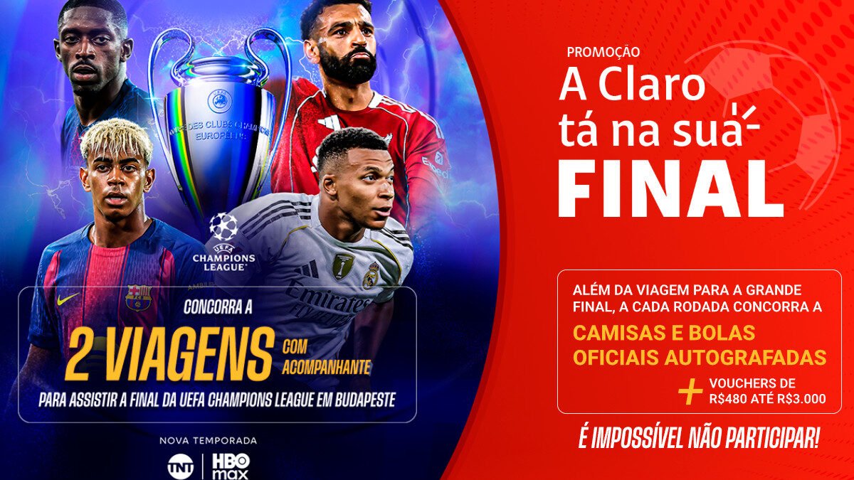 Banner da Promoção Claro Tá na Sua Final Champions League