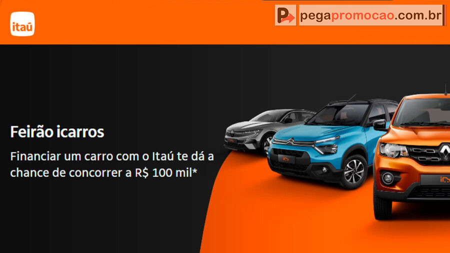 Banner da Promoção Icarros Itaú 2025: Concorra a R$ 100 mil para realizar seus sonhos!