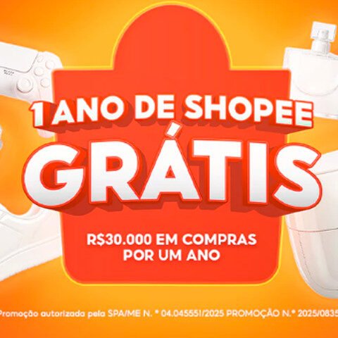 Banner quadrado da Promoção 1 Ano de Shopee Grátis