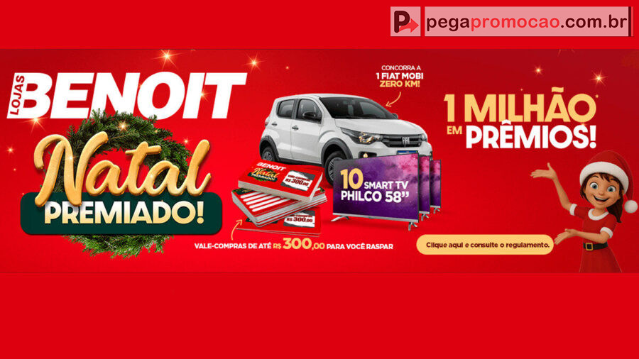 Banner da Promoção Natal Premiado Benoit 2025: Concorra a R$ 1 Milhão em Prêmios