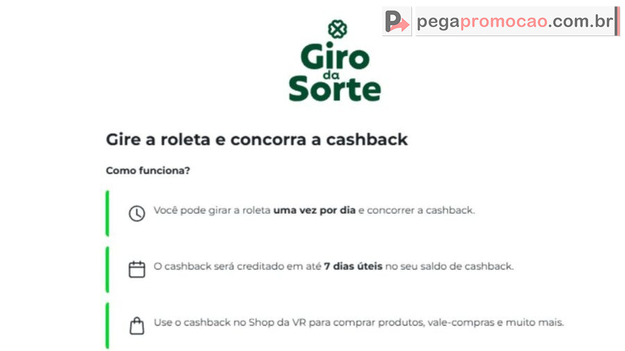 Banner da Promoção VR Giro Da Sorte 