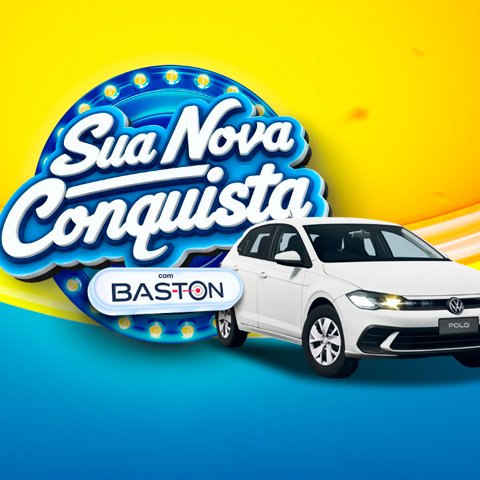 Banner quadrado da Promoção Sua Nova Conquista com Baston