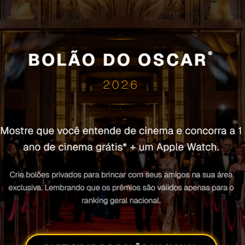 Banner quadrado da Promoção Bolão do Oscar 2026 - Diamond Films