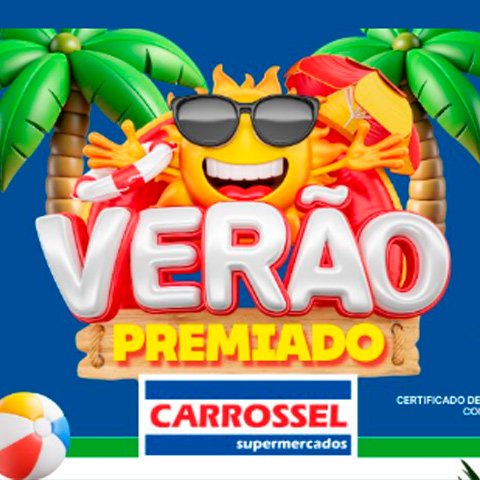 Banner quadrado da Promoção Carrossel Supermercados Verão Premiado