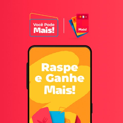 Banner quadrado da Promoção Cartão Mais Raspe e Ganhe Mais