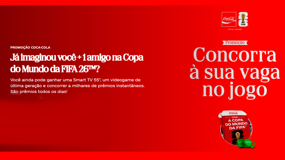 Banner da Promoção Coca-Cola Copa do Mundo Fifa 2026