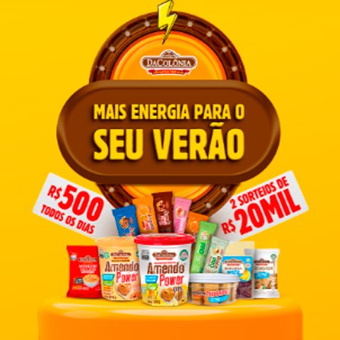 Banner quadrado da Promoção Dacolônia Mais Energia para o Seu Verão
