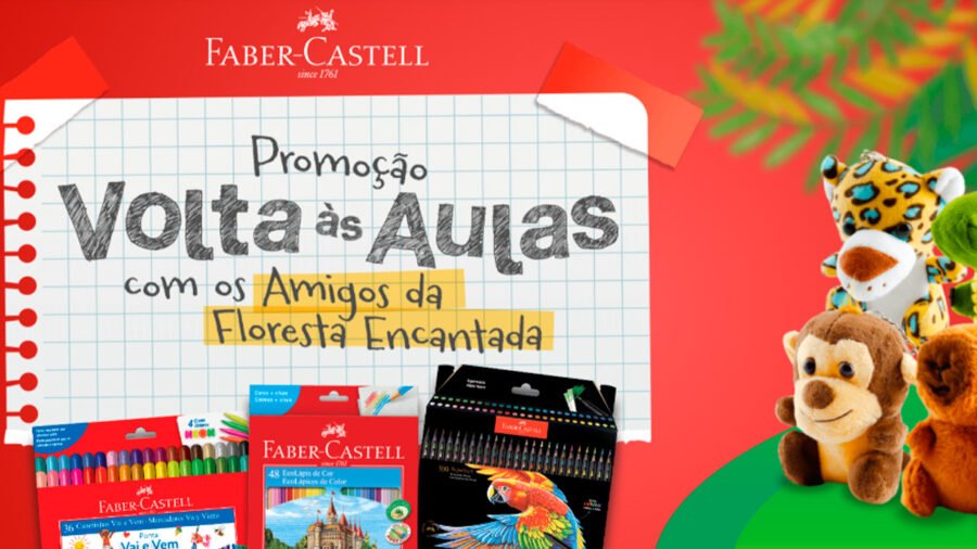 Banner da Promoção Faber-Castell Volta às Aulas com os Amigos da Floresta
