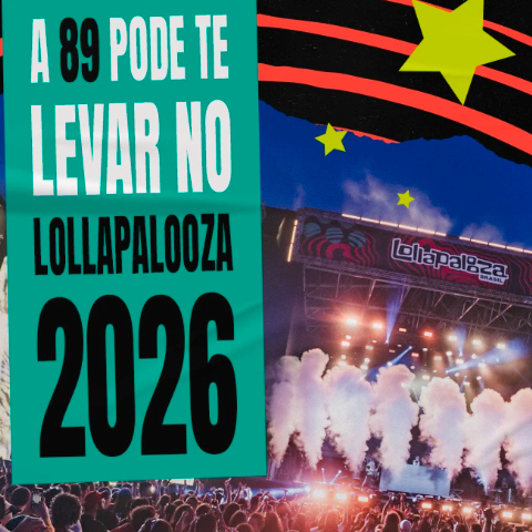 Banner quadrado da Promoção 89 Rádio Rock Lollapalooza Brasil