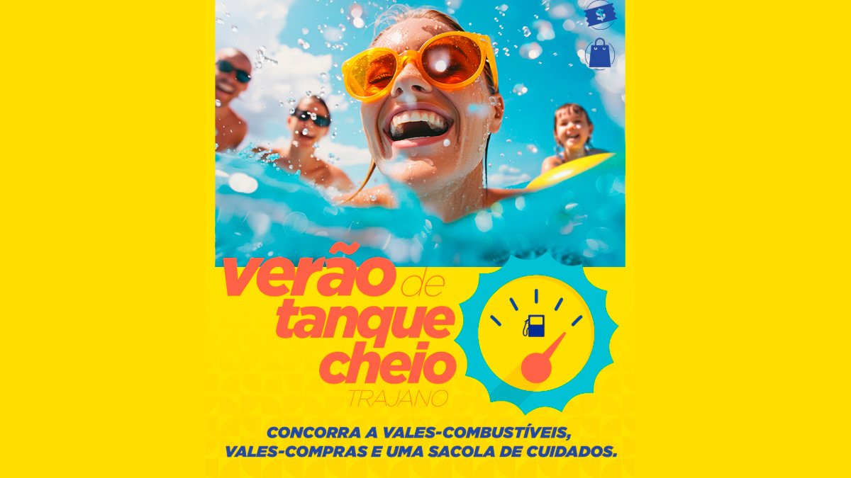 Banner da Promoção Verão de Tanque Cheio Farmácia Trajano