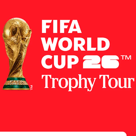 Banner quadrado da Promoção Coca-Cola Tour da Taça da Copa do Mundo