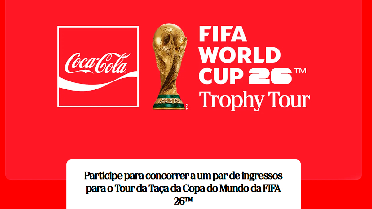 Banner da Promoção Coca-Cola Tour da Taça da Copa do Mundo