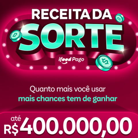 Banner quadrado da Promoção Receita da Sorte iFood Pago