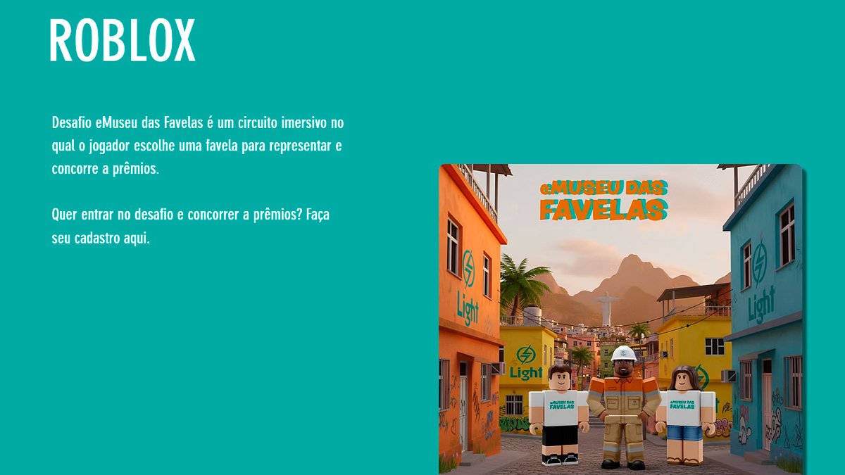 Banner da Promoção Desafio eMuseu das Favelas Roblox