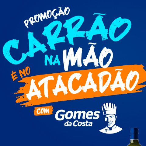 Banner quadrado da Promoção Carrão Na Mão Atacadão e Gomes Da Costa