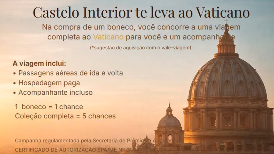 Banner da Promoção Castelo Interior Te Leva Ao Vaticano
