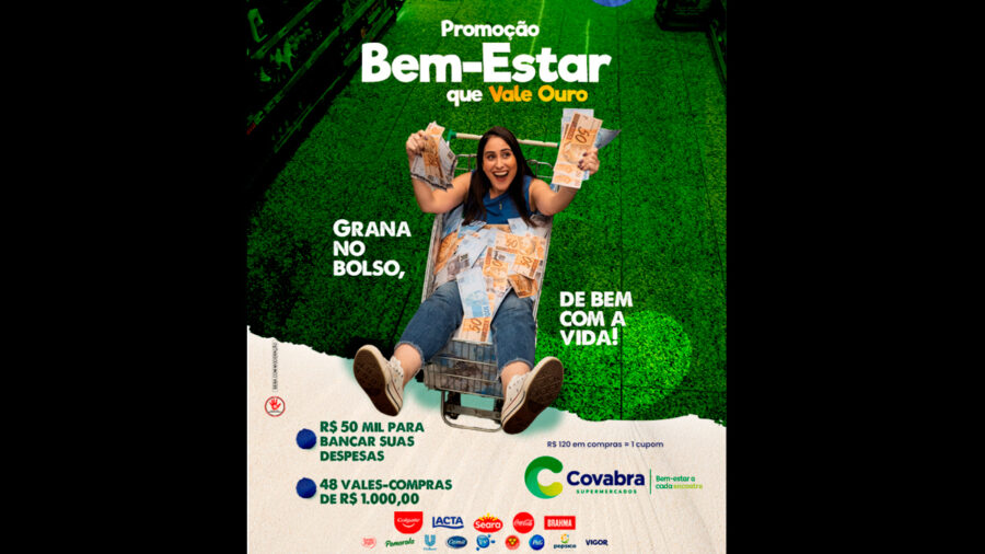 Banner da Promoção Covabra Supermercados Bem Estar Que Vale Ouro