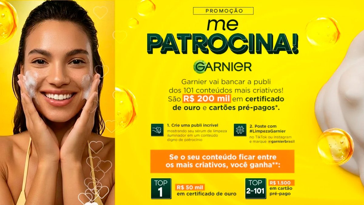 Banner da Promoção Me Patrocina Garnier