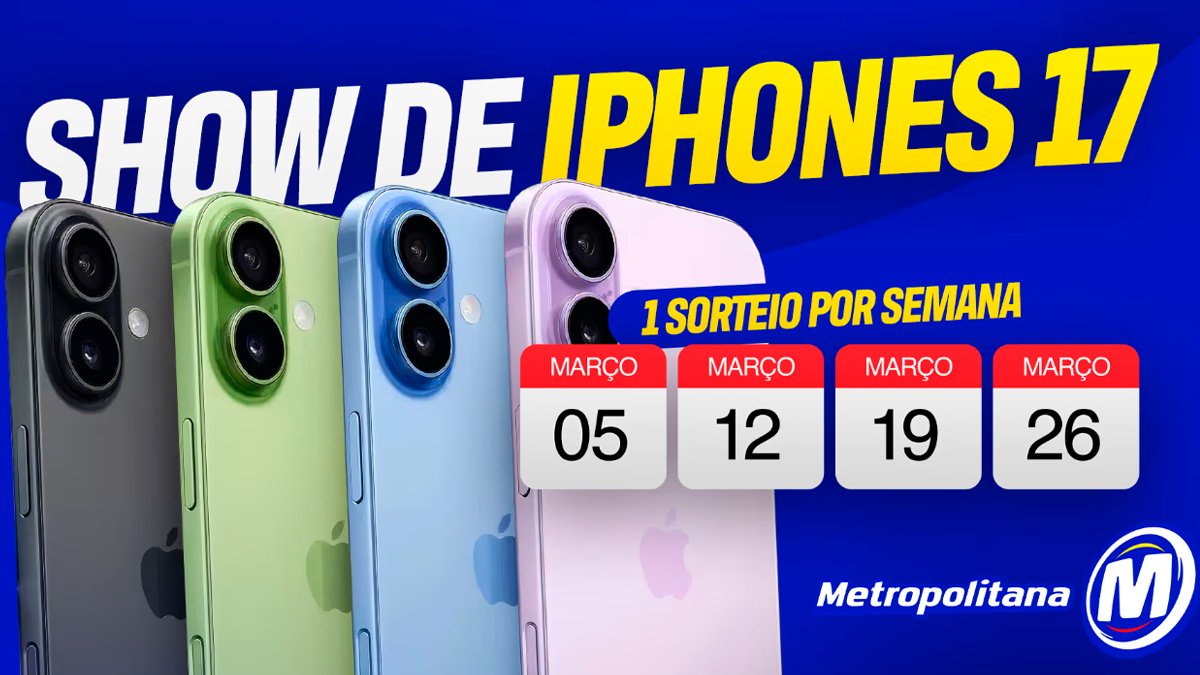 Banner da Promoção Show de iPhones 17 na Metropolitana