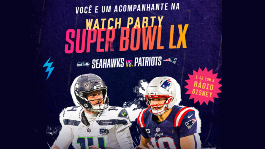 Banner da Promoção Rádio Disney - Super Bowl 2026