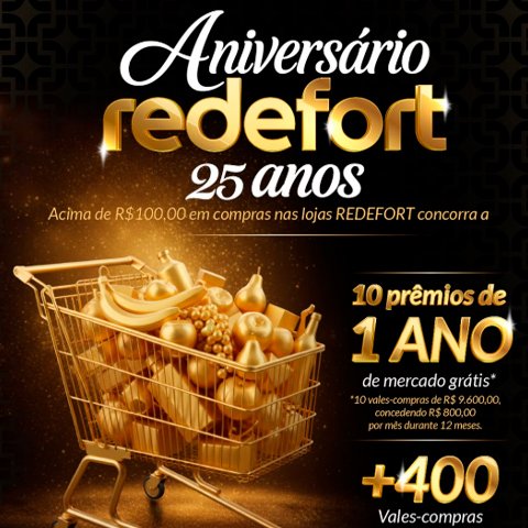 Banner quadrado da Promoção Aniversário Redefort 25 Anos