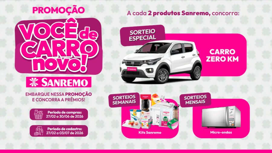 Banner da Promoção Sanremo Você de Carro Novo