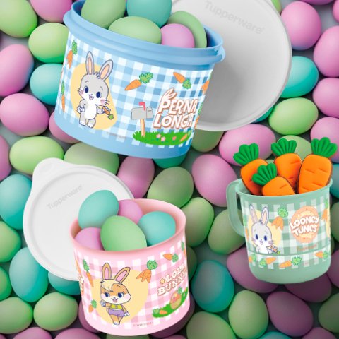 Banner quadrado da Promoção Tupperware Looney Tunes Páscoa