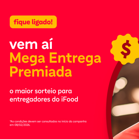 Banner quadrado da Promoção iFood Mega Entrega Premiada