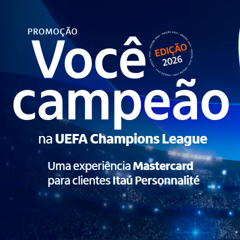 Banner quadrado da Promoção Itaú Mastercard Você Campeão