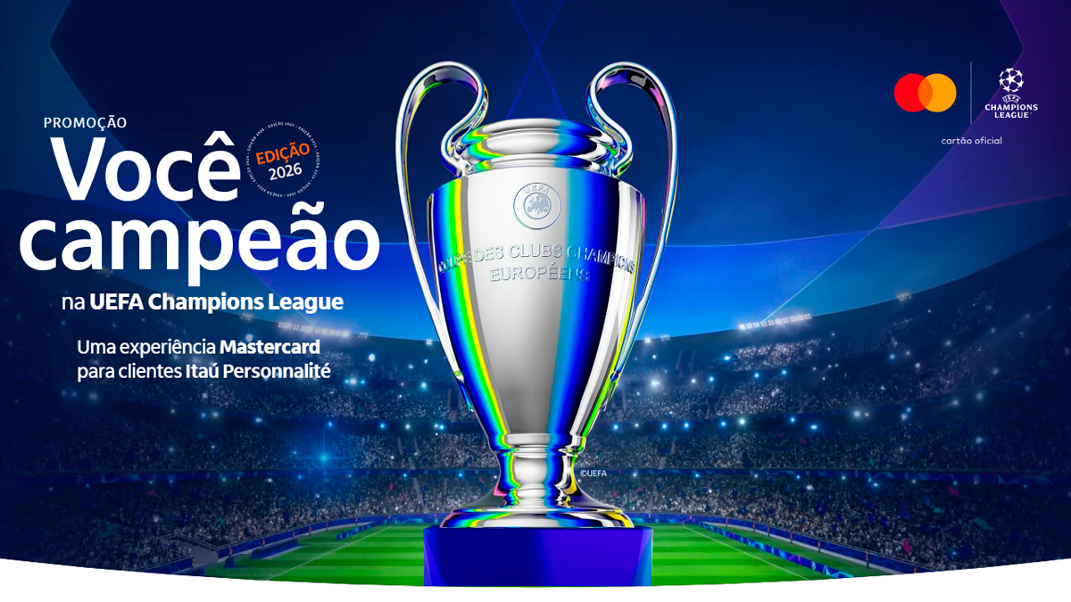 Banner da Promoção Itaú Mastercard Você Campeão