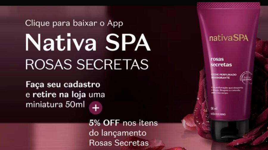 Banner da Brinde Grátis Boticário Creme Rosas Secretas