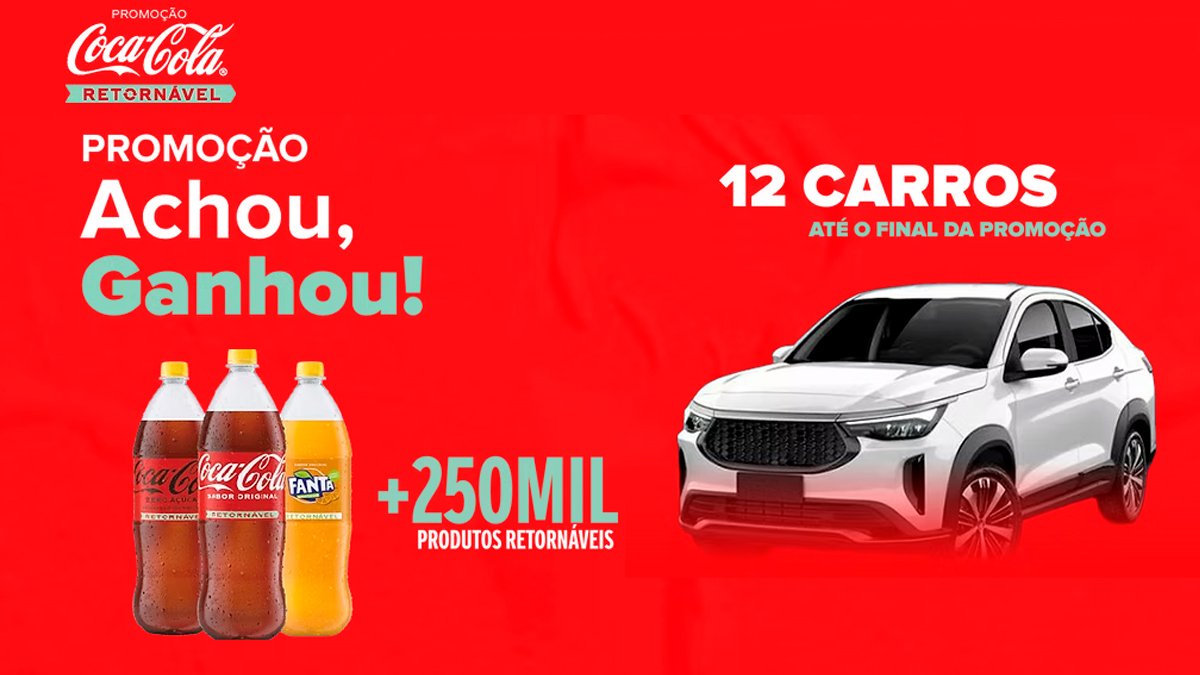 Banner da Promoção Coca-Cola Retornável Achou Ganhou