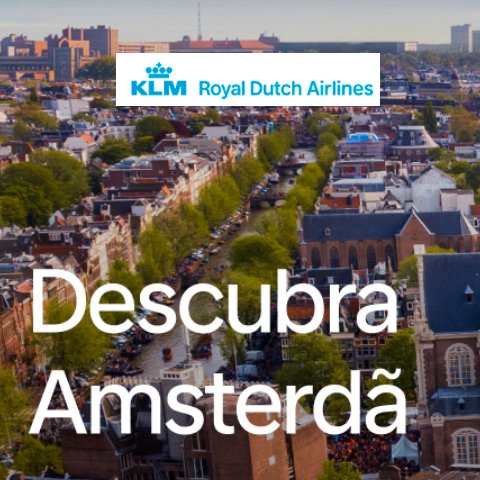 Banner quadrado da Promoção KLM Descubra Amsterdã Grátis