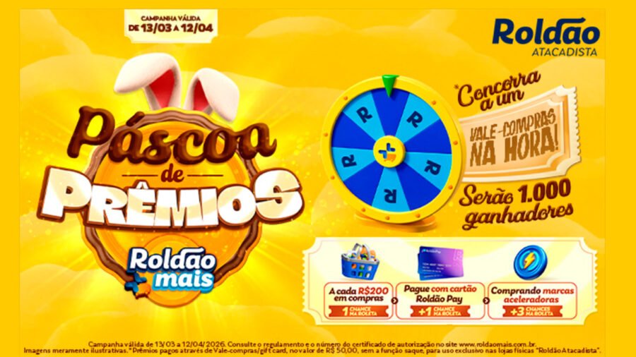 Banner da Páscoa de Prêmios Roldão