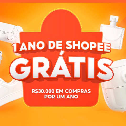 Banner quadrado da Promoção 1 Ano de Shopee Grátis 15.3