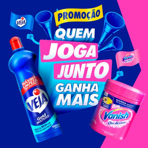 Banner quadrado da Veja e Vanish - Quem Joga Junto Ganha Mais