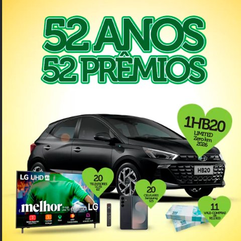Banner quadrado da Cato Supermercados Aniversário 52 Anos