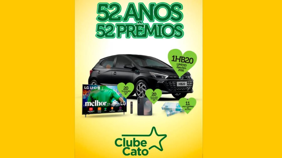 Banner da Cato Supermercados Aniversário 52 Anos