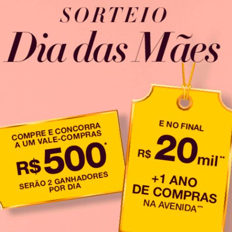 Banner quadrado da Lojas Avenida Dias das Mães