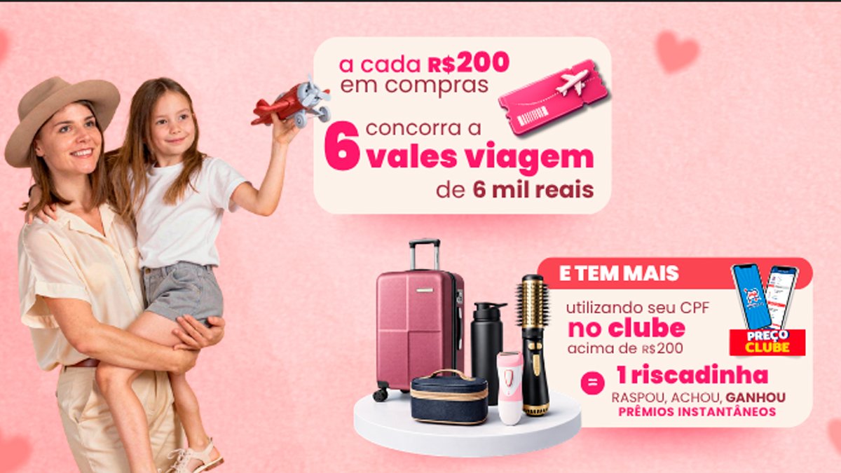 Banner da Promoção Mãe no Modo Avião Mercadinho Piratininga