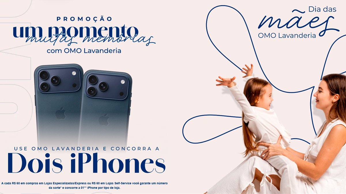 Banner da Promoção Um Momento, Muitas Memórias Mães Omo Lavanderia