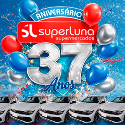 Banner quadrado da Superluna Aniversário 37 Anos