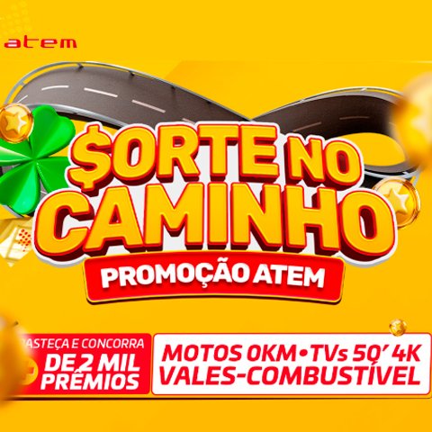 Banner quadrado da Atem Sorte no Caminho