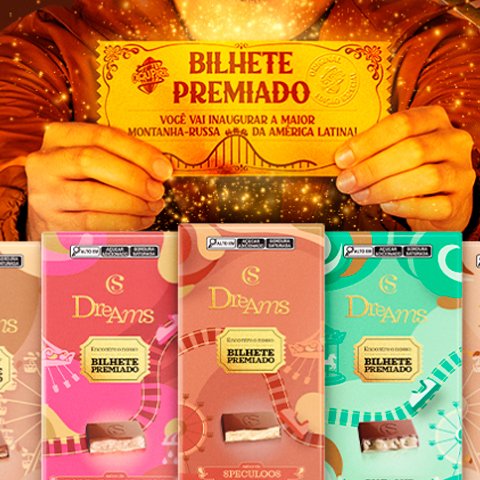 Banner quadrado da Cacau Show Dreams Bilhete Premiado