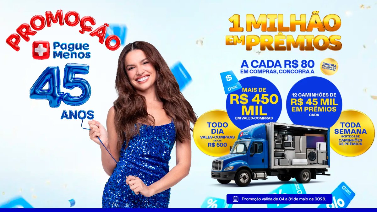 Banner da 45 Anos Pague Menos