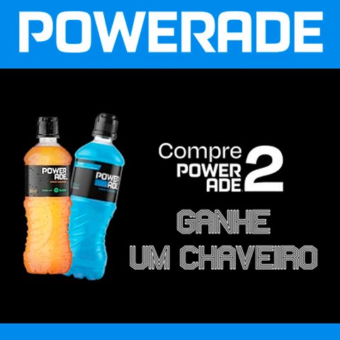 Banner quadrado da Powerade Compre e Ganhe Chaveiro