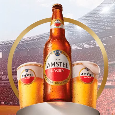 Banner quadrado da Amstel e Eisenbahn Cervejeiras
