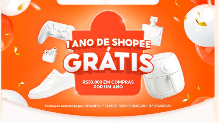 Banner da 1 Ano de Shopee Grátis 7.7