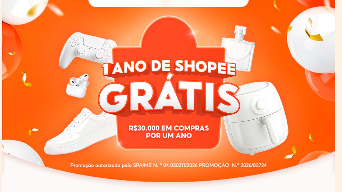 Banner da 1 Ano de Shopee Grátis 7.7